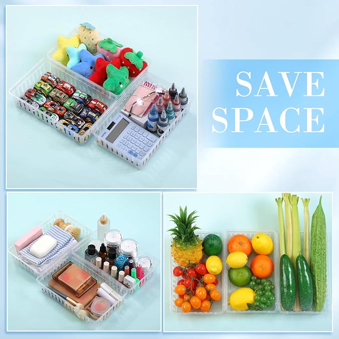 Wenqik Set of 12 Small Plastic Baskets for Organizing, Clear