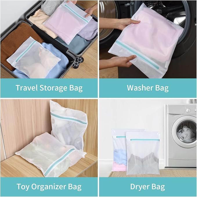 OTraki 12x16 Inch Mesh Laundry Bag 2 Pack Small Lingerie Sock Bag Washing Machine Soft Fine Mesh Zipper Laundry Bra Underwear Wash Bag for Home Travel Don't Drying, Melting 140-176℉ White | Washing Machine Soft Fine Mesh Zipper Laundry Bra Underwear Wa...