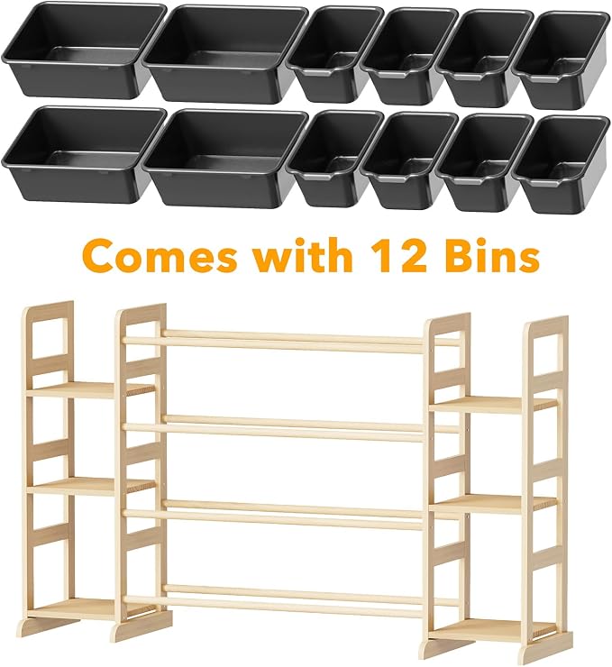 SpaceAid Toy Storage Organizer with 6 Shelves and 12 Bins, Toy Organizers Storage Bookshelf, Kids Bin Shelf Toys Box Bookcase for Bedroom Playroom Organization Room Decor, True Black