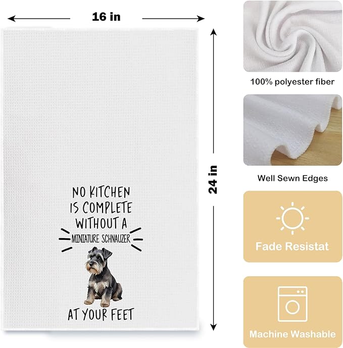 Miniature Schnauzer Gifts Kitchen Towels, Mini Schnauzer Gifts Dish Tea Towels, Dog Mom Gifts Hand Towels for Kitchen Decor, Dog Lover Gifts, 16x24 Inch