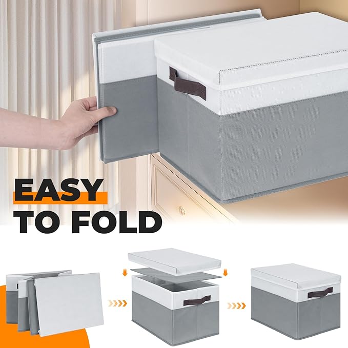 8 Pack Closet Storage Bins with Lids - Stackable Storage Baskets for Organizing Clothes Toys Blankets - Odorless for Baby Nursery Organization and Storage Boxes Totes for Bedroom Dorm Room