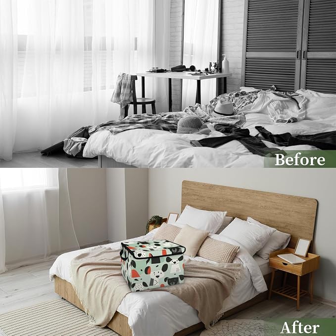 Funny Dog Storage Bins with Lids, Pet Puppy Foldable Storage Boxes with Carrying Handle Organizer Containers Baskets Cube for Home Bedroom Closet