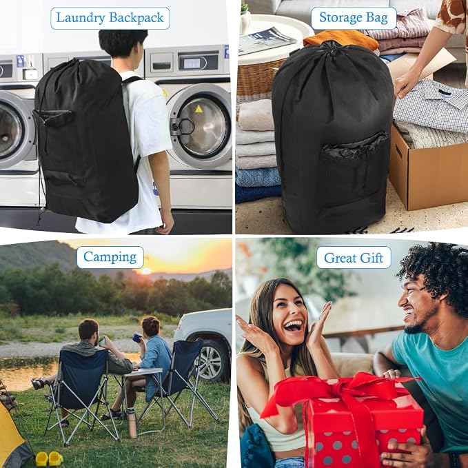Tenn Well Laundry Bag Backpack, Heavy Duty Large Laundry Bag with Straps & Mesh Pocket, Clothes Hamper Bag for College Dorm, Laundromat, Apartment