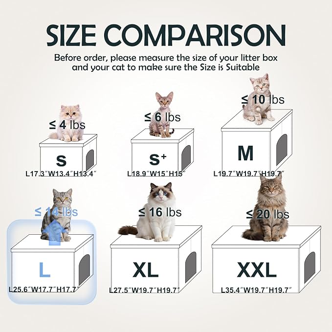 MEEXPAWS Cat Litter Box Enclosure Furniture L Velvet Lift Design Lid | Large Hidden Cat Washroom Bench Ottoman, Storage Cabinet Dog Proof,Urine Proof, Easy Clean, Quick Assembly, Black