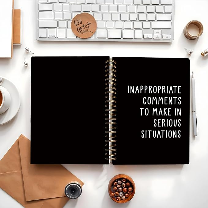 Funny Notebooks for Work, Sarcastic Notebooks for Work | Funny Office Gifts for Coworkers, Funny Office Supplies, Black Hardcover Spiral Notebook 5.5x8.3 Inch