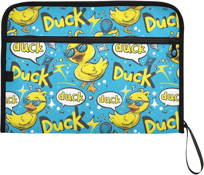 Rubber Duck Bubbles 13 Pocket File Organizer Expanding File Folder with Front Pouch Portable Business File Storage Document Organizer Folder with Zipper
