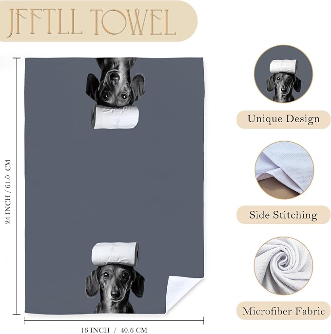 Dachshund Gifts Bathroom Hand Towels, Weiner Dog Gifts for Women Hand Towels for Bathroom, Gifts for Dachshund Lovers, Weiner Dog Decor, 16x24 Inch Set of 2(Blue)