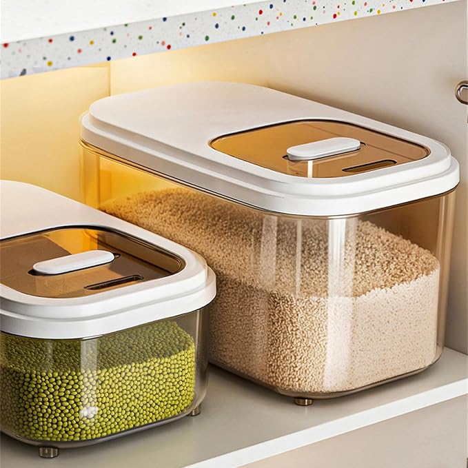 Kitchen Organiser with Sliding Cover Large Capacity Easy Designs Bin for Cereals and Pet Food Storage Slide Lid Rice Bucket