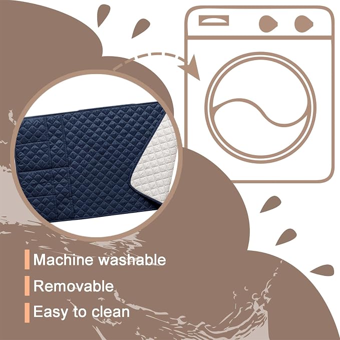 Water-Resistant Sofa Armrest and Headrest Covers with Side Pocket | Keep remotes close quilted polyester helps guard against wear, pet scratches, and kids' messes silicone backing adds grip