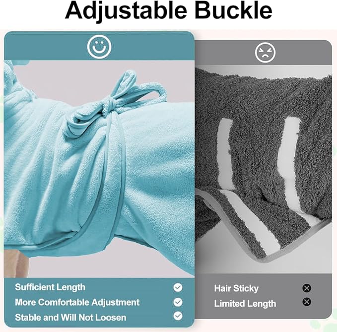 Medium to Large Size Dog Bathrobe, Quick Drying Super Absorbent Microfiber, Warm Dog Towels with Adjustable Hoodies and Belts for Dog Bath Products (Blue, XL-Fit for 12 to 18 Pounds)