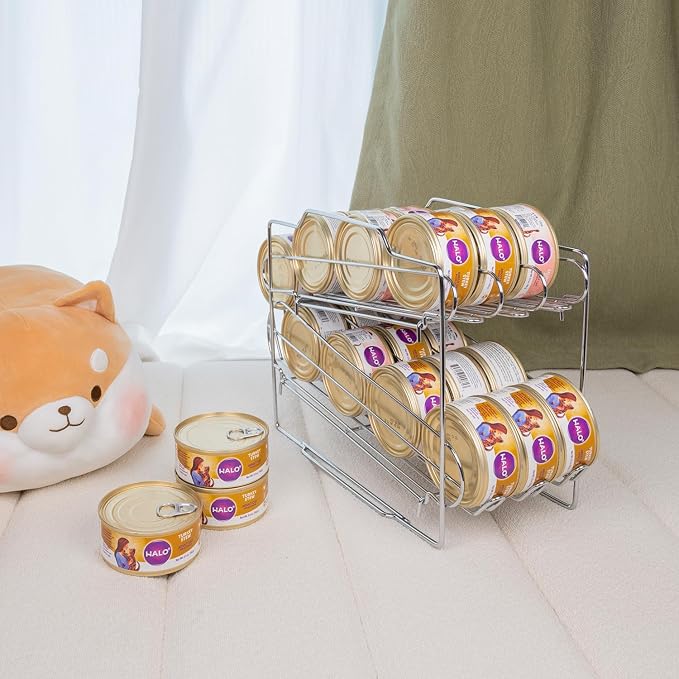 Cat Food Organizer - Wet Cat Food Rack for 3oz or 5.5oz Cans (24 Cans Capacity)