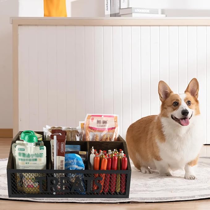 dog treat jar dog treat container for countertop Dog Treat Container Wooden grid snack storage box trapezoid cat treat jar Desktop treat bar