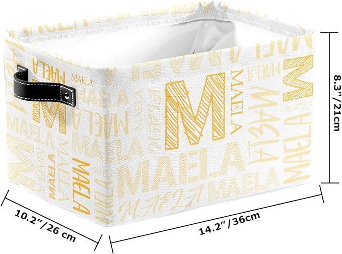 Foldable Personalized Storage Box for Boys Girls with Name Waterproof Kids Custom Storage Bin Baskets Cube Boxes Organizer with Handles for Organizing Shelf Closet, 1 Pack