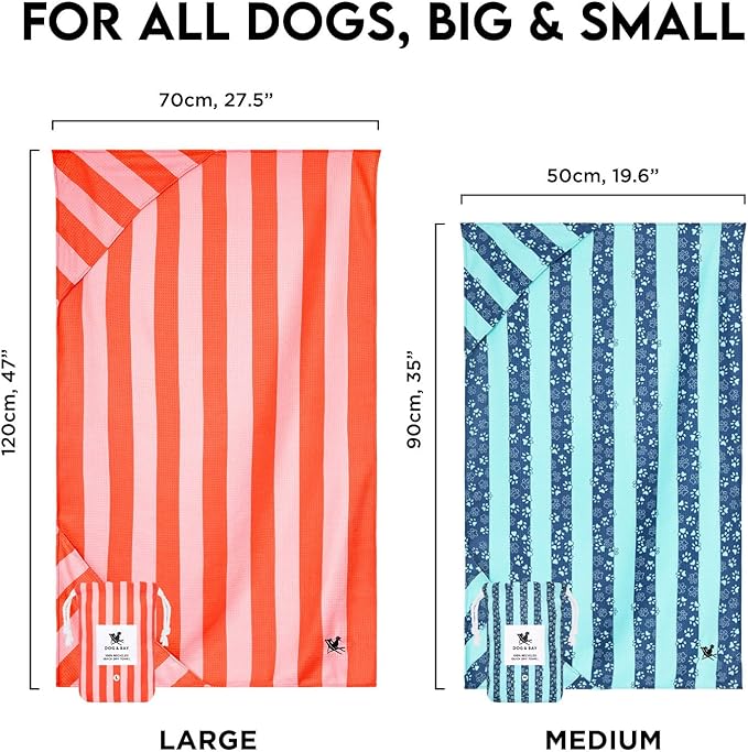 Dock & Bay Pet Towel - Super Absorbent & Quick Drying Dog Towels with Bag - 100% Recycled - Puppy Party, Medium (90x50cm, 35x19)