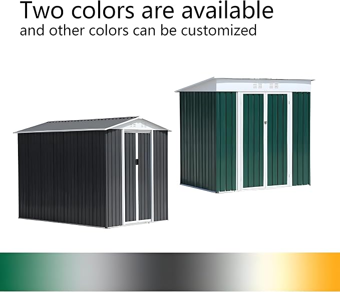 6' x 4' Outdoor Metal Storage Shed Outdoor Shed Galvanized Steel Garden Shed with Sliding Door and Window for Ventilation Storage Sheds House for Backyard Garden(Grey)