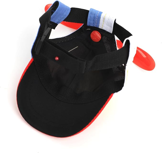 Pet Propeller Hat - Colorful Rainbow Helicopter Hat, Adjustable Cute Baseball Cap with Removable Propeller for Small Medium Dogs & Cats (Sizes S/L)