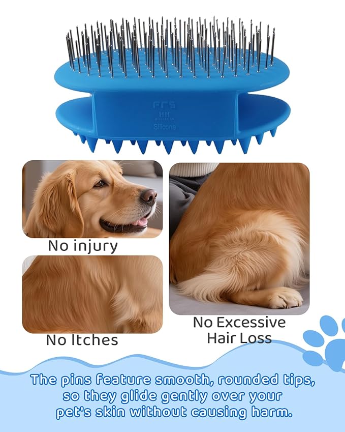 Double-Sided Dog Brush for Shedding, Silicone Dog Brush for Long Haired Dogs, Deshedding Brush Pet Brushing Comb for Grooming, Massage & Skin Care Brush - Pet Supplies