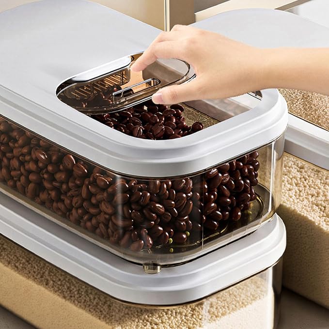 Kitchen Organiser with Sliding Cover Large Capacity Easy Designs Bin for Cereals and Pet Food Storage Slide Lid Rice Bucket
