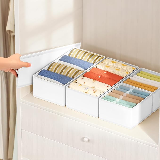 DIMJ Drawer Organizer Clothes Storage - 18 Pack Baby Dresser Organizer for Nursery, Foldable Drawer Dividers for Bedroom Closet Organization, Fabric Storage Bins for Socks, Underwears, Bras