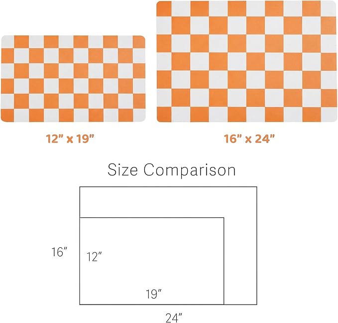 Ralxion Checkered Dog Feeding Mat, Absorbent Mats for Dog Food and Water Bowl, Dispenser, Aesthetic Orange Checkerboard Pet Placemat for Dogs, Cats, Puppy Accessories (Orange, 12 x 19)