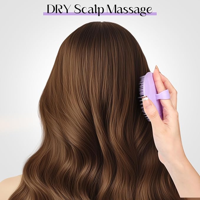 4Pack Hair Scalp Exfoliator Brush Dandruff Cleaning Brush, Flexible Scalp Massager, Shower Shampoo Brush for Home, Office, Travel and Pets-BBTL