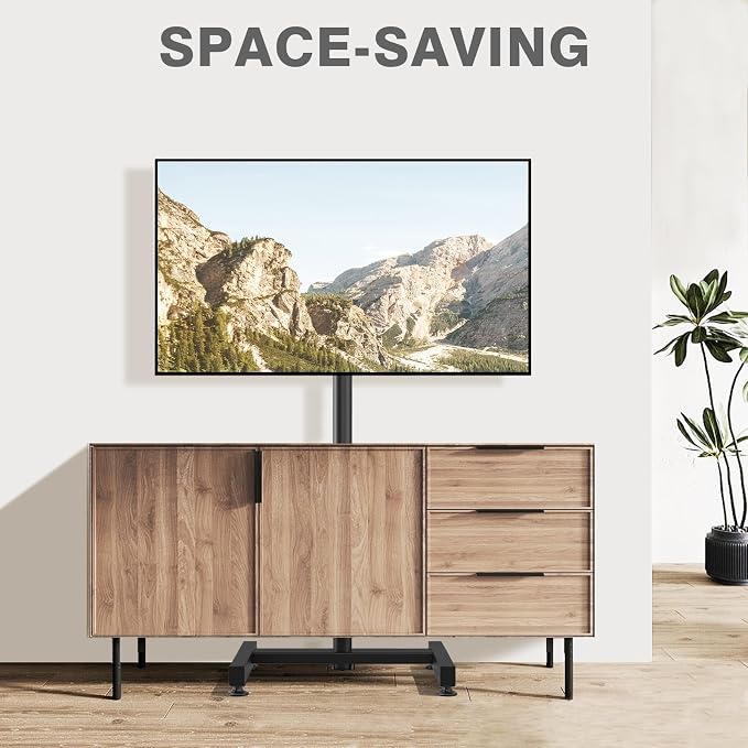 TV Floor Stand for 13-50 inch LCD LED Flat/Curved Panel Screen TVs up to 44 lbs, Height Adjustable TV Stand Mount with VESA 200x200, Portable TV Stand for Bedroom, Dorm Room, Office | Tilting and Rotating Mount, Portrait to Landscape, Height Adjustable...
