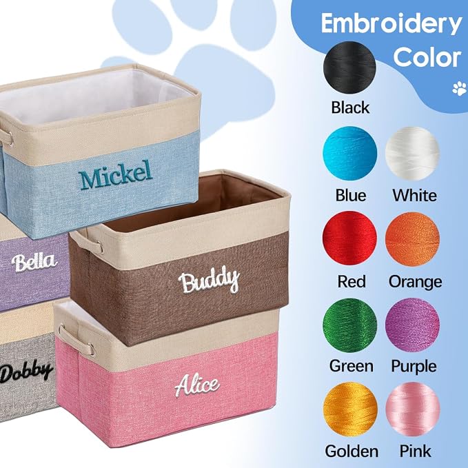 Ulico Personalized Pet Toy Storage Box, Collapsible Organizer with Handles, Custom Dog & Cat Toy Bin with Pet's Name - Blue