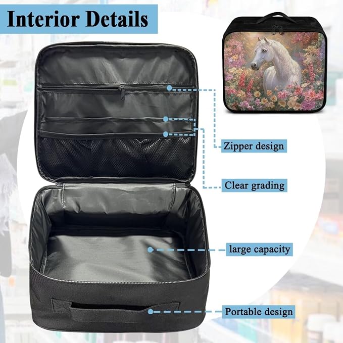 Rnyleeg Floral Horse Medical Kit for Home Portable First Aid Bag with Handle Empty First Aid Travel Kit Compact Emergency Medicine Supply Bag for Women