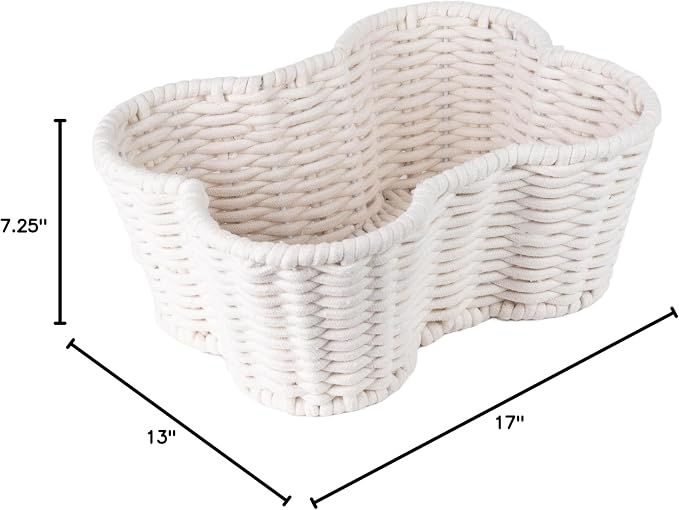 OtterPets Dog Toy Basket, Cotton Rope Bone Shaped Dog Toy Bin, 17x13ā | Handmade dog toy box, dog toy storage, dog basket, basket for dog toys, dog storage, 17 x 13 in, natural cotton rope