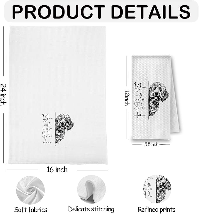 Funny Goldendoodle Dog Bathroom Hand Towels, Goldendoodle Gifts for Women Men, You Will Never Pee Alone Dog Decorative Hand Towels for Bathroom Washroom Restroom, 16x24 Inch