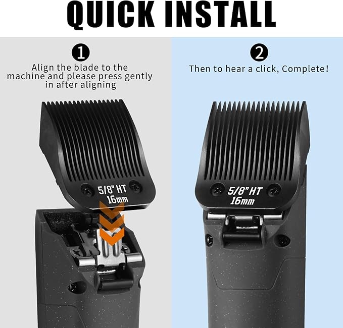 3 Pack 5/8HT Detachable Dog Grooming Steel Blades,Compatible with Andis,Oster A5,Wahl KM-10 Series,Cut Length 5/8" 16MM ๏ผBlack๏ผ