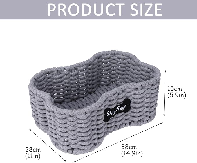 Dog Toy Basket, Large Woven Storage Bin, Pet Toy Basketfor Living Room,Toy Storage Organizer with Handles Stylish Dog Toy Bin for Dogs and Puppies