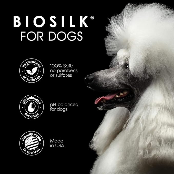 BioSilk for Dogs Silk Therapy Shampoo with Natural Coconut Oil, Moisturizing Dog Shampoo, Sulfate and Paraben Free, pH Balanced Specifically for Dogs, Made in USA, 12 Fl Oz - 2 Pack