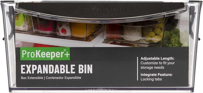 Progressive ProKeeper+ Pantry & Refrigerator Storage Containers – Modular Bins and Organizers (Expandable Bin, 13.6"L x 8.8"W x 3.6"H)