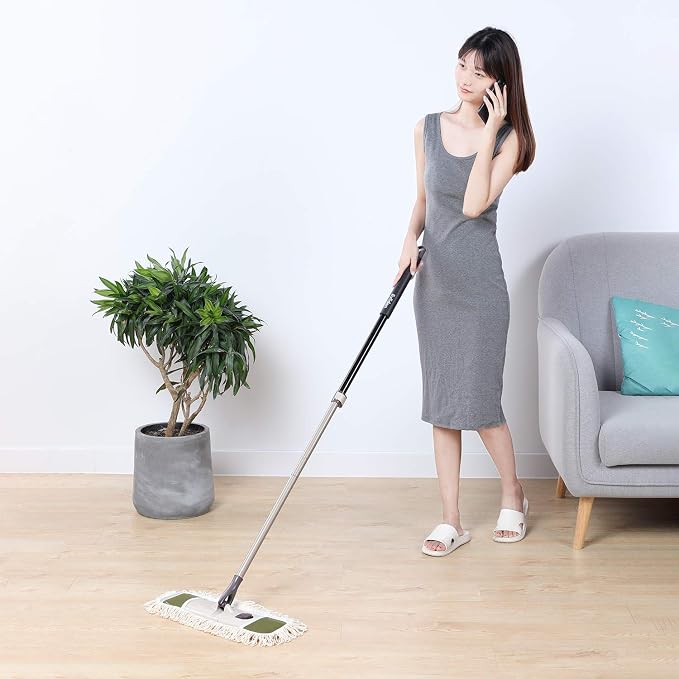 Eyliden Dust Mop, 2 Microfiber Pads, Home Commercial Cleaning, Quick Swap | 52.6" Adjustable Handle, 360° Swivel, Washable, Wet Dry Mops for Kitchen Hardwood Vinyl Tile Floor Cleaning, Push Dust Broom