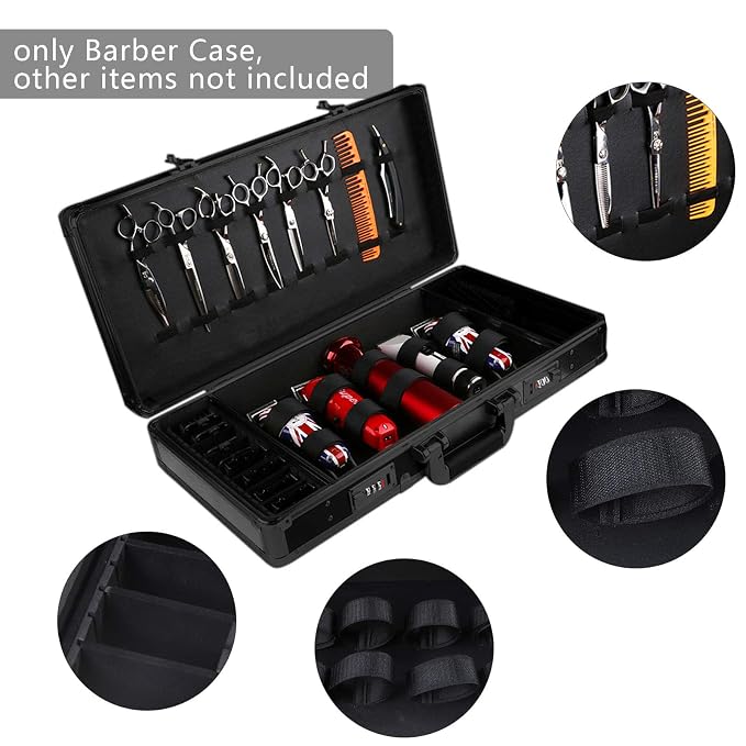 CNCEST Beauty Salon Barber Case,Hair Stylist Tool Kits Organizer,Professional Barber Travel Carry Case for Hair Scissors Tools Hair Stylist Pet Groome,Barber Carrying Case with Code Lock