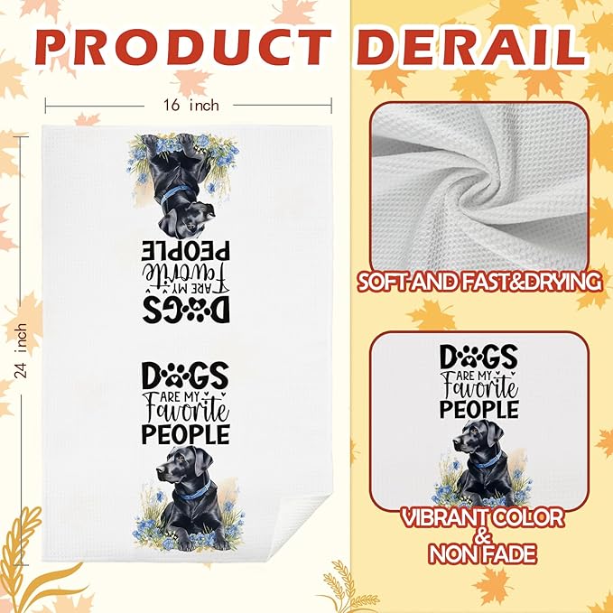 SPBL&L Black Labrador Retriever Dog Kitchen Towels Set of 4, Labrador Retriever Gifts for Women,Labrador Decor Tea Dish Towels for Kitchen,Labrador Decorative Hand Towels for Bathroom, 16x24 Inches