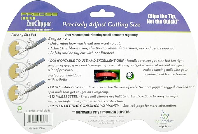 Zen Clipper Precise Safer Pet Nail Trimmer - Fully Adjustable Pet Nail Clipper for Dogs and Cats - Clips only The Amount of Nail You Chose Quick, Clean and Quiet Cut - Patented (Regular)