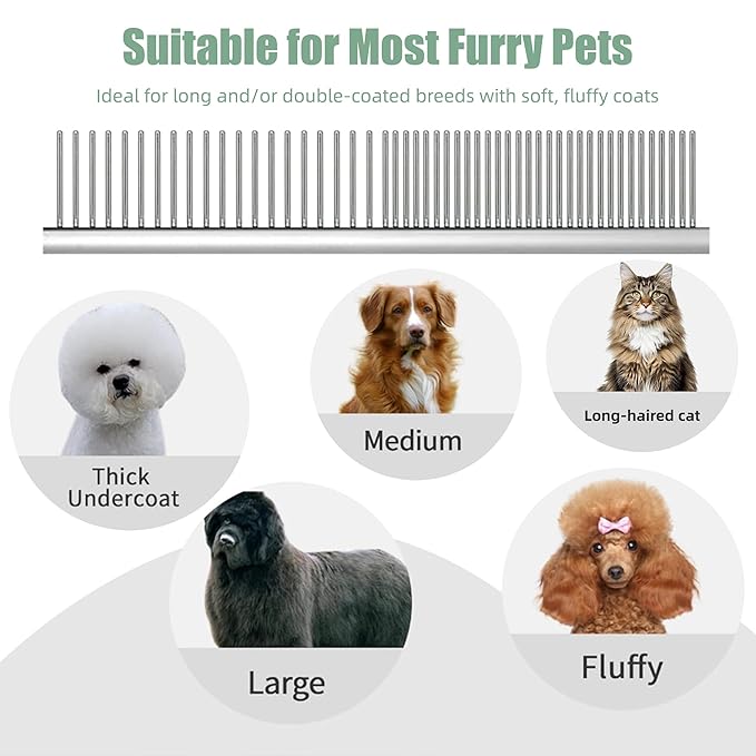 Slicker Brush for Dogs & Pet Comb,Grooming Brush for Thick,Fluffy,Shedding Fur on Dogs and Cats Soft,Gentle Pins for Grooming
