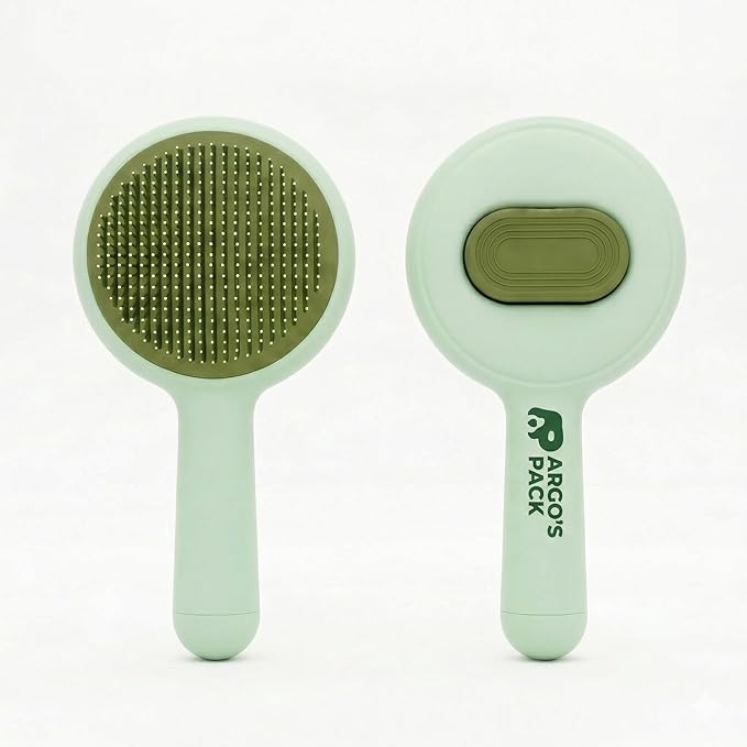 Argo's Pack - Pet Hair Remover Comb for Dogs & Cats, Effective Grooming Shedding Tool, Brush for Indoor Pets with Self-Cleaning Button, Safe Deshedding Tool for Short & Long Hair Pets (Green)