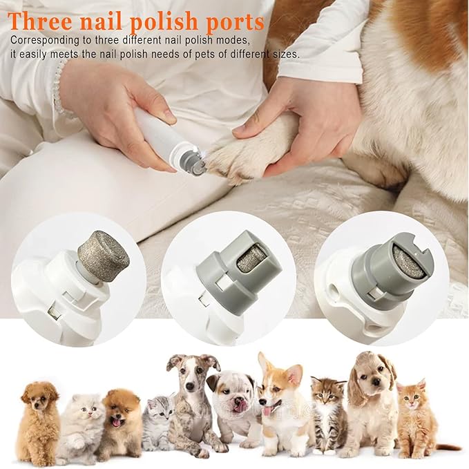 Dog Nail Grinders, Electric Rechargeable Pet Nail Trimmer Low Noise with LED Light 2-Speed Mode for Large Medium Small Dogs & Cats