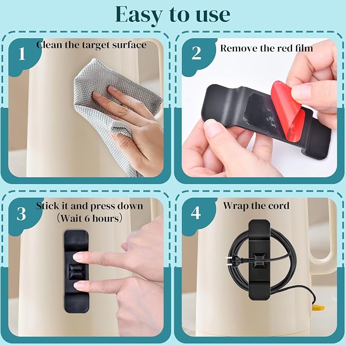 10PCS Cord Organizer for Appliances, Reusable Cord Keeper Wraps, Universal Appliance Cord Wrap Holder for Blender, Mixer, and Kitchen Accessories Storage(5 Black + 5 White)