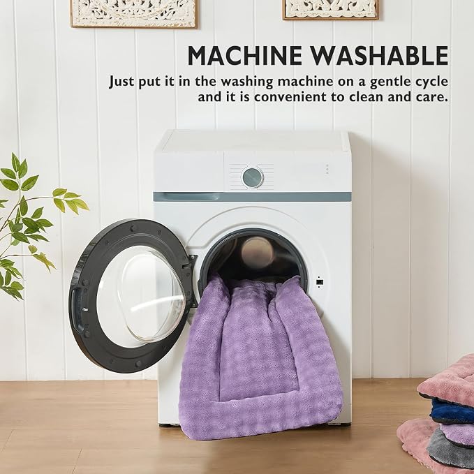 Pet Bed Mat Crate Pad for Cats Small Dogs, Dusty Purple, 24"x 18" | Washable Soft Pet Sleeping Mat, Puppy Cat Kitten Cushion with 3D Bubble Pattern