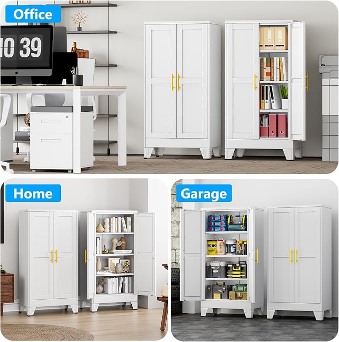 pozdeg 47.25" White Heavy Duty Metal Garage Storage Cabinet