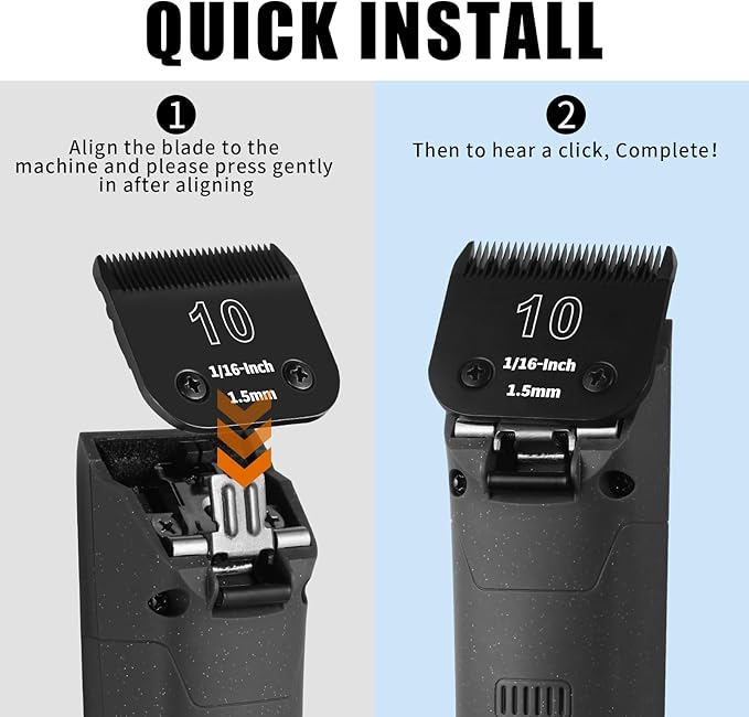 6 Packs Detachable Dog Grooming Steel Blades,Compatible with Andis,Oster A5,Wahl KM-10 Series,Cutting Length 1/100" to 1/2"(10+40+7FC+5FC+4FC+3-3/4FC-black)