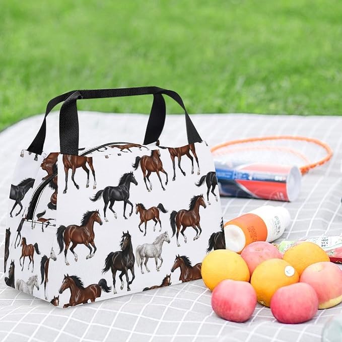 Large Insulated Cooler Lunch Bags, Horse Dreams | Reusable, Lightweight Food Carrier Bag, Leakproof, Versatile Meal Tote, for Snacks Drinks Fruits