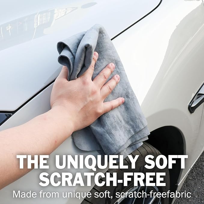 2 Pack Premium XL Shammy Cloth for Car Drying, 34”x25” Chamois Towel for Car, Super Absorbent Shammy Towel for Car, Reusable Soft Car Drying Towels