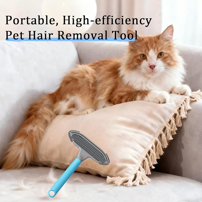 Pet Hair Removal Tool and Pet Hair Remover with 3 in 1 Silicone, Cat Dog Hair and lint Fur Remover for Carpet Couch Cat Tree Bed Furniture and Car Interior, Reusable and Portable,2 Pack