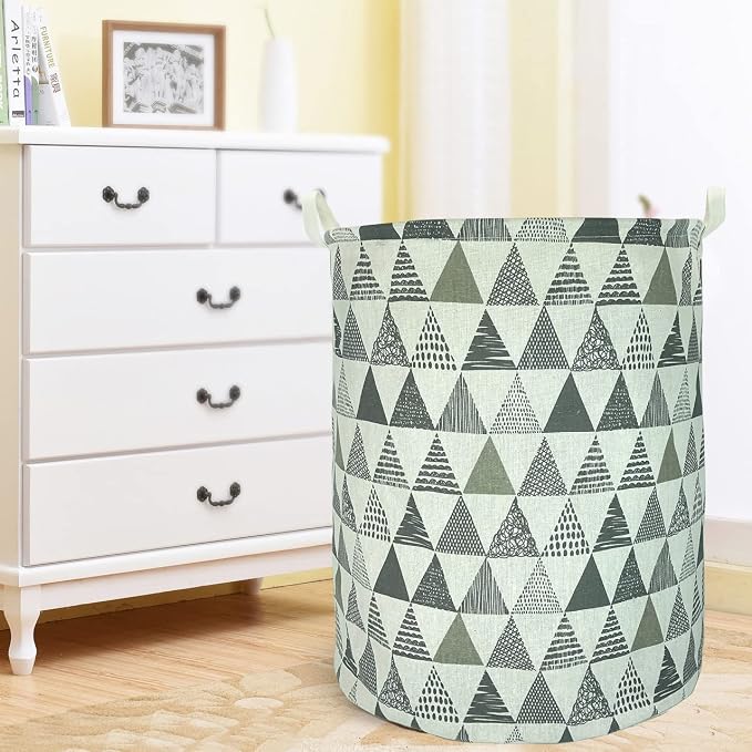 Merdes 19.7’’ Waterproof Foldable Laundry Hamper, Dirty Clothes Laundry Basket, Linen Bin Storage Organizer for Toy Collection (Triangle Grey)