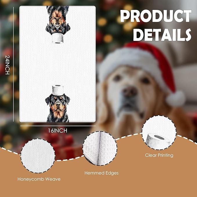 Funny Rottweiler Bathroom Decor Hand Towels Set of 3, Rottweiler Mom Gifts, Gifts for Rottweiler Lovers, Kids Dog Bathroom Decor, 16x24 Inch